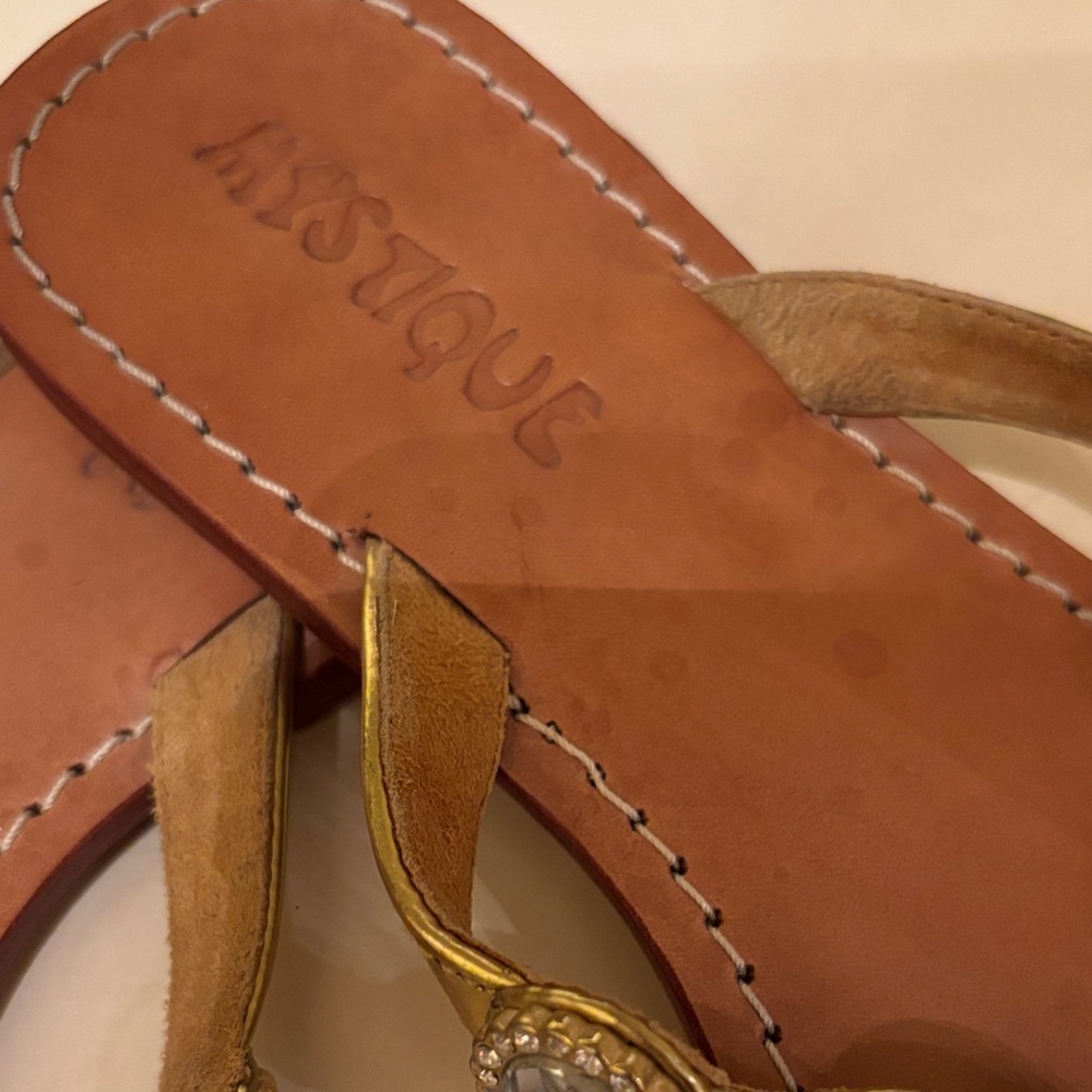 Mystique Boutique Tan Sandals with Crystal Embellishments - Picture 2 of 3